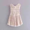 Vintage Sexy Bow Lace Ruffles With Lining Mini Dress Women Elegant Fashion Strapless Backless Party Dress Female Chic Vestidos 210520