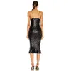 Summer Sling Bodycon Black Fishtail Dress Ladies Sexy Sleeveless Sequin Club Celebrity Banquet Vestidos 210525