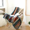 Super Soft Retro Flannel Fleece Sherpa Bohemian Couch Throw Blanket For Sofa Portable Car Travel Cover Blanket 211122