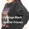 Black Tiger Head Graphic Boho Sweatshirt Femmes Automne Hiver Manches longues O Cou 100% Coton Pull Casual Vintage Sweats à capuche 210826