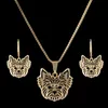 Brincos Colar 2021 Metal Lovers 'Metal Ping Pingente Jewelry Conjunto de mulheres liga Gold Yorkshire Terrier Drop