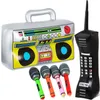 Festdekoration Uppblåsbara folieballonger Telefon Mikrofoner Boombox Radio för tematillbehör Rappare Hip Hop B-Boys Kostymtillbehör