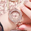 Montres-bracelets femmes robe montre Bling strass GEDI mode dames en acier inoxydable Quartz Bracelet montres étanche 295O