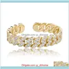 Bangle armbanden juwelen juwelen vrouwen hiphop luxe bling zirkoon mode 18k gouden rhodium vergulde geometrische Cubaanse kettingbangen Bangles drop levering 20