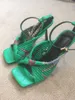 2021 kvinnor damer äkta läder spole höga klackar sandaler peep toe sommar spänne band casual paisley print party bröllop gladiator sexig storlek 34-44 4 färger