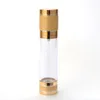 Gold Pink Cosmetic Airless Bottle 15ml 30ml 50ml Refillable Pump Dispenser Bottles For Lotion Cosmetics Container