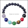 Bracelets Healing Dowsing Reiki Gem Stone 7 Chakra Matte Agat Lava Bracelet Beads Yoga Jewelry For Women Men Beaded, Strands Drop Delivery 2