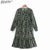 Women Fashion O Neck Colorful Dots Print Pleat Ruffles Kneeth Dress Chic Lady Long Sleeve Vestido Dresses DS4790 210420