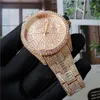 2021 Luxury Fashion Mens Diamond Watch Rose Gold Calender Gold Armband Folding Clasp Master Designer Men Watches18190T