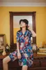 Szyfonowy Lato Kwiatowy Druku Koszula Sukienka Damska Krótki Rękaw Button Up Luźny Koreański Kołnierz Mini Vintage Odzież 210427