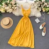 Summer Women Camisole Sexy Backless Higt Waist A-line Slim Elegant V Neck Midi Long Dress Vestidos Multicolour 210430