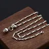 Łańcuchy FNJ 3mm Czaszka Wisiorek Naszyjnik 925 Silver 50 CM + 5 cm Oryginalny S925 Thai Women Men Bone Link Chain Punk Vintage