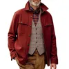赤いソリッドジャケットメンズ秋冬男性服カジュアル特大の特大の男性のジャケットシングルブレストポケット壁面暖かい冬のジャケット210524