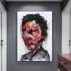 Abstrait femme visage affiches peinture murale peinture murale pour salon portrait moderne décor à la maison imprimés colorés