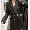 Zevity Frauen Vintage Zweireiher Anzüge Stil Chic Playsuits Büro Dame Business Shorts Siamese Marke Strampler P1011 210603