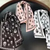 2022 skull pattern soft silk scarf double twill tied bag handle silk scarves long head ghost wild fashion cool ribbon beautiful7166272