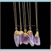 Necklaces Pendants Crystal Quartz Healing Point Chakra Bead Natural Gemstone Necklace Original Pendant Women Men Jewelry Plated Gold C