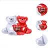 I Love You Bear Balloons Heart Valentines Balony Zestaw Wystrój Kreskówki Happy Birthday Walentynki Wedding Party Decoration Folia Balon Rocznica Gift HY0253