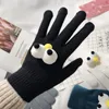 Прекрасные зимние перчатки для женщин мужчины теплые растягивающиеся вязаные варежки глаза декорайотон полный палец Guantes женский крючком Luvas Thuren1