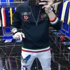 Erkek Hoodies Sweatshirts 2022 İlkbahar ve Sonbahar İşlemeli Sequin Wei Yi Moda Yakışıklı Gevşek Büyük Boyu Uzun Kollu Crewneck T-Shirt