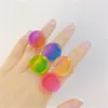 Pierścień żywicy akrylowej Kolorowe Przezroczyste Gradient Rainbow Geometryczne Koło Pierścienie Dla Kobiet Dziewczyny Party Biżuteria Prezenty
