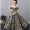 Sequin Lace Girls Princess Flower Girl Dresses Wedding Birthday Party Long Gown Formal Pageant Gowns Junior Bridesmaid Clothes 210331