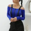 Spring T Shirt Women Long Sleeve T-shirt Crop Top Korean Fashion Style Feminina Knitted Cotton Black Sexy Short tshirt 210518