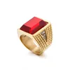 Crystal Ring Square Rhinestone Iced Golden Rings Men Hip Hop Style Smycken Mode Jul Party Gift