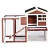 US Stock TOPMAX Wooden Pet Home Decor House Rabbit Bunny Wood Hutch Dog House Chicken Coops Cages Cage,Auburn a49 a22 a37