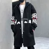 Trenchcoat Männer Mit Kapuze Druck Jacke Herren Windjacke Tasche Graben Jacke Hip Hop Straße Casual Mode Staub Mantel Männlich 211106