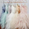 Kids Princess Dresses for Girls Children Feather Beading Sequined Gowns Toddler Birthday Party Frocks Boutique Baby Tutu Dresses G1129