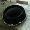 Stingy Brim Hats FS Black Hat With Veil Pillbox Weddings Fascinator Elegant Pearl French Beret Mesh Women Fedora Cocktail Party216Q