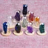 Dekorativa Objekt Figuriner Naturligt Kristall Ore Grovt Specimen Amethyst Vit Malachite Bismuth Moonstone Collection Decoration Presentform