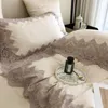 Bedding Sets Elegant French Lace Princess Embroidery Set 100S Egyptian Cotton Quilt/Duvet Cover Bed Linens Pillow Cases Bedspread