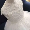 Glizt Bead Beyaz Tül Kızlar için İlk Cemaat Vestido Daminha Casamento Lüks Balo Balo Gown Organza Çiçek Kız Elbiseler 210329