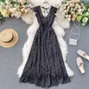 Women's Spring Summer Dress Beach Goddess Ruffles Backless Sexy V-neck Waist Dot Irregular Vacation ML790 210506