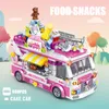 Lepin amis blocs ville camion de crème glacée vue sur la rue salle à manger voiture Mini bloc de construction nourriture collations boutique briques jouets pour enfants filles