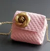 Fashion kids handbag Girl Princess cross-body bag Classic Diamond chain bags fashionable camellia mini children purse