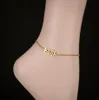 Год рождения Anklets Нога браслет Ювелирные Изделия Персонализация Золота из нержавеющей стали Золотой Пользовательские Номер Анклелеты Друзья Подарки