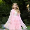 6 Style Kids Girls Cosplay Mantello di pizzo Mantello Costume da cartone animato Bambini Scialle principessa per adulti Festa di Halloween Abbigliamento natalizio