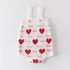 Bebek Kız Kıyafetler Giysi Set Doğan Seven Kalp Örgü Ceket + Tulum Takım Elbise Bahar Sonbahar Bebek Kız Giyim 210429