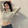 Korobov turtleneck tröja koreanska gröda streetwear puff långärmad super mujer höst nya chic high street kvinnliga pullovers 210430