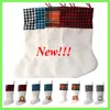 Sublimering Plaid Christmas Stocking Linne Vit godis strumpor Santa Claus Presentväska Xmas Tree Oranment Festival leveranser för barn 5913