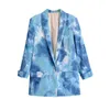 Women's casual jacket autumn tie-dye corduroy long-sleeved ladies blazer Fashion slim mid-length small suit 210527