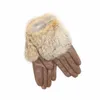 Gants sans doigts en cuir pour femmes, automne-hiver, fourrure, personnalité à la mode, boule de cheveux mignonne, peau de chèvre, 2021