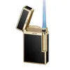 Nieuwe DERUI Vuursteen Aansteker Winddicht Business Gas Butaan Opgeblazen Aansteker Jet Scherpe PING Sound Pipe Cigar Torch Lighter Compact Mannen Cool Gift Gadgets