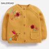 SAILEROAD 2-7Years Baby Girl Clothes Blue Sweater Chicken Paillettes Girls Cardigan Autumn Embroidery Kids Sweater 211106