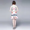 Summer Fashion piste élégante robe courte femme perle des volants imprimés sirène vestidos 210529