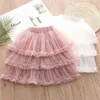 Baby kjol våren toddler tonåringar barn prinsessan fest födelsedag bröllop dans boll klänning pärlor meshtutu kjolar för tjejer 210701