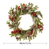 장식용 꽃 화환 PE 파인 원뿔 붉은 과일 화환 크리스마스 장식 흰색 떼 펜던트 서리 장식품 크리스마스 나무 장식